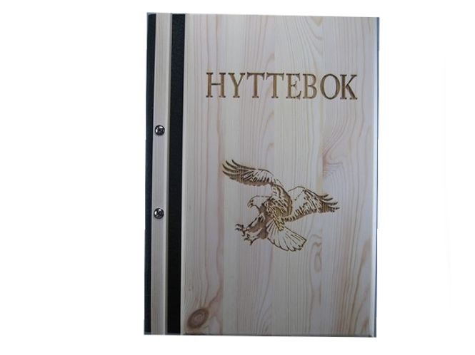 Hovedbilde 4004. Hyttebok Gjestebok av furu. motiv ørn
